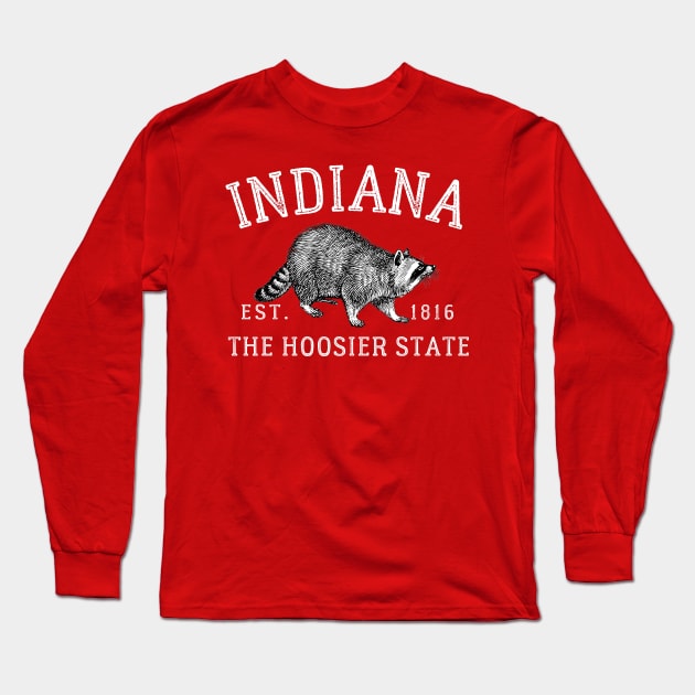 Indiana The Hoosier State Raccoon Long Sleeve T-Shirt by Downtown Rose